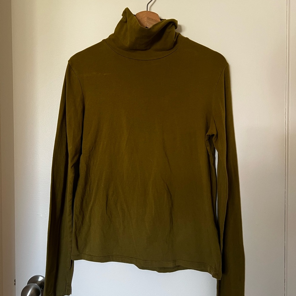 Olive Green Turtleneck Long Sleeve Top